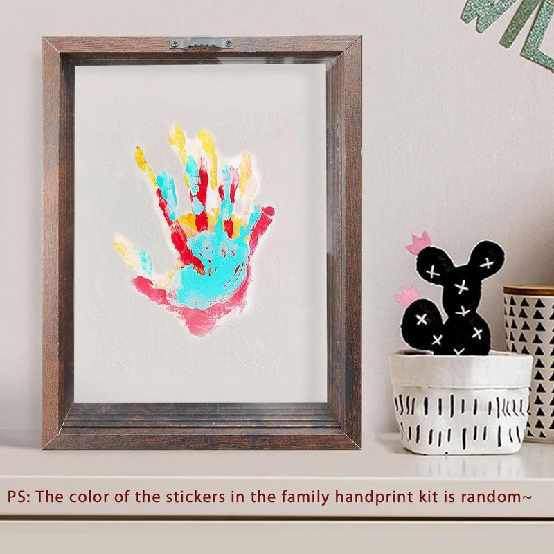 XQC Family Handprint Kit - DIY Craft Keepsake Frame with Clear Boards, Unique Gift for New Families & Pets (Brown) - Image 2